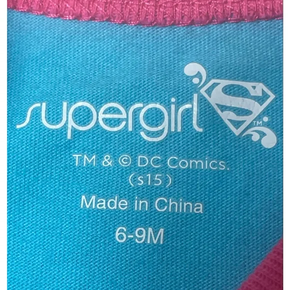 Girls Supergirl Footie 6-9 Months Blue Pink Glitter tutu - Picture 4 of 6
